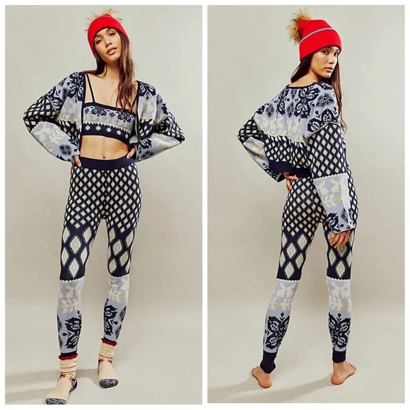 Free People Snow Bunny Knit Pants Sz L - Picture 1 of 9